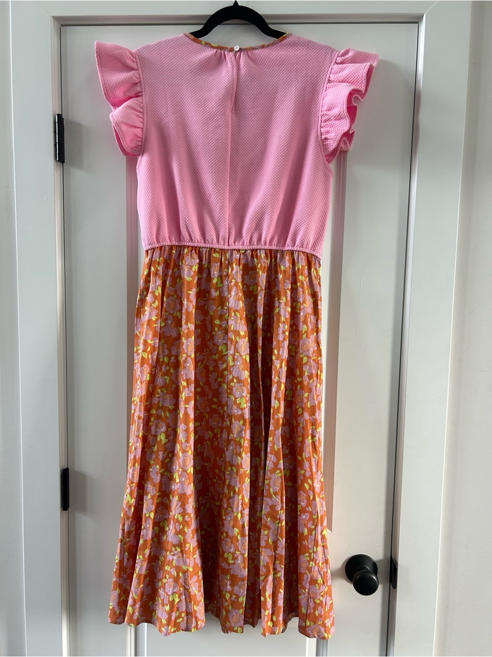 Voy NWOT Pink Multi Floral Mixed Fabric Ribbon Accents Dress Sz M - Picture 7 of 8